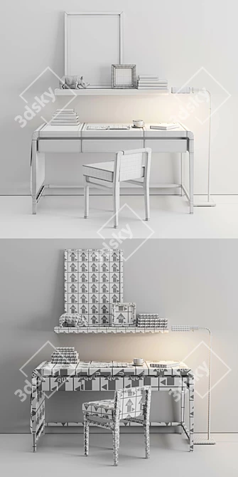 Modern Workplace Set 3D model image 5