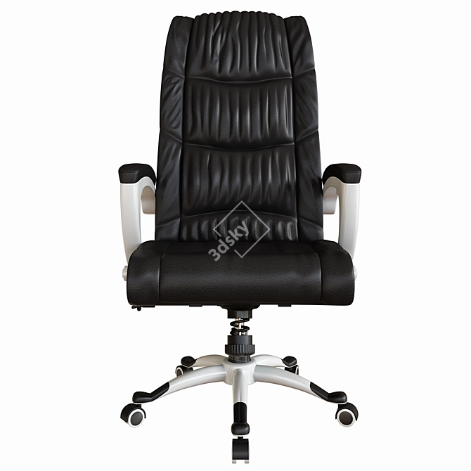 Elegant Black Leather Office Chair 3D model image 2