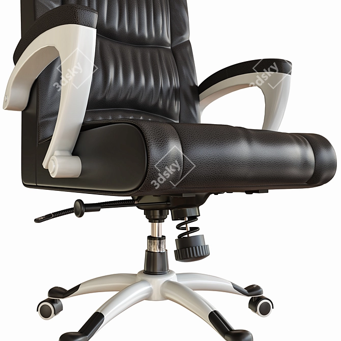 Elegant Black Leather Office Chair 3D model image 3