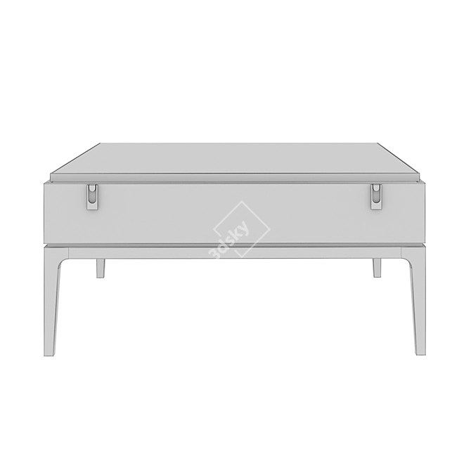 Glamor Leather Coffee Table: Elegant British Art Deco 3D model image 2