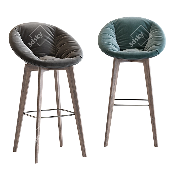 Vincent Sheppard Oak Rattan Bar Stool 3D model image 4