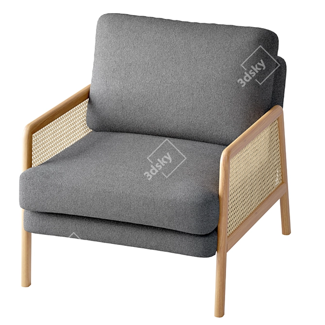 Colonial Cane Accent Armchair 3D model image 3