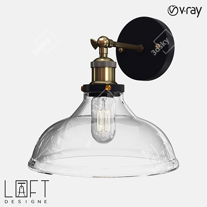 LoftDesigne 778 Glass & Metal Wall Lamp 3D model image 1