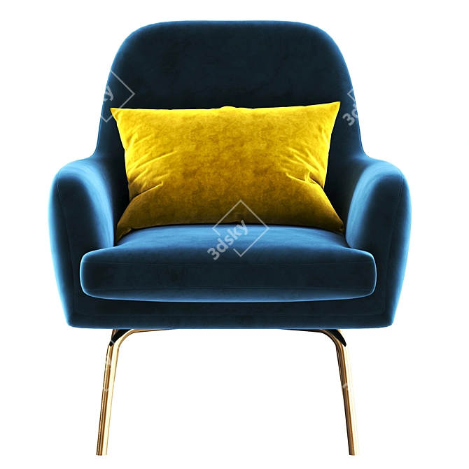 Luxury Vienna Velvet Blue Armchair 3D model image 2