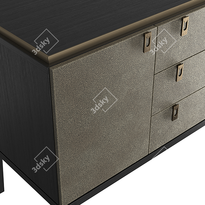 British Glamour Chest: Shagreen Leather & Brass Accents 3D model image 2