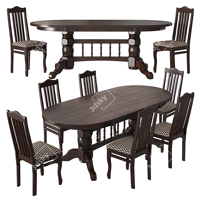 Levox Extendable Dining Set 3D model image 1