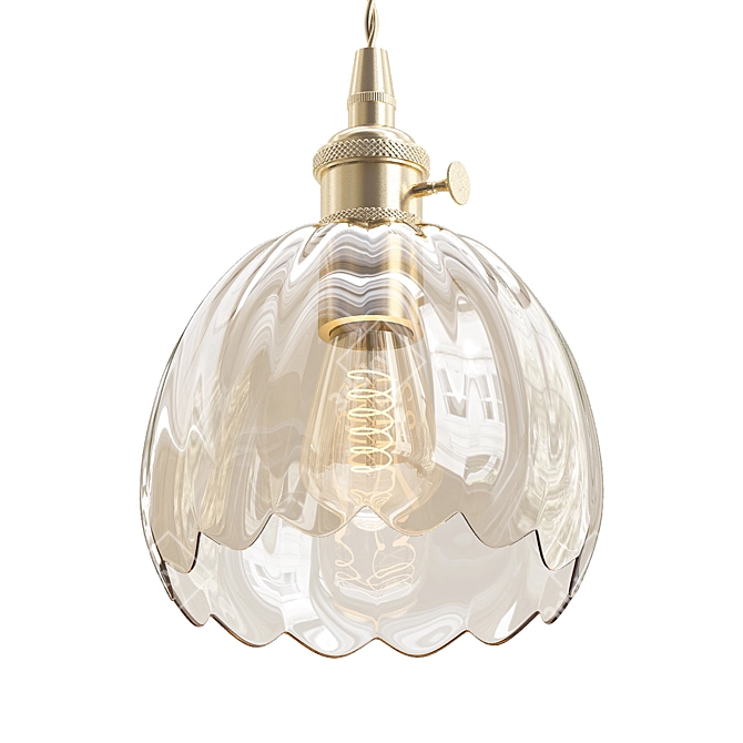 Nordic Amber Glass Pendant Light: Versatile Porch Lighting 3D model image 1