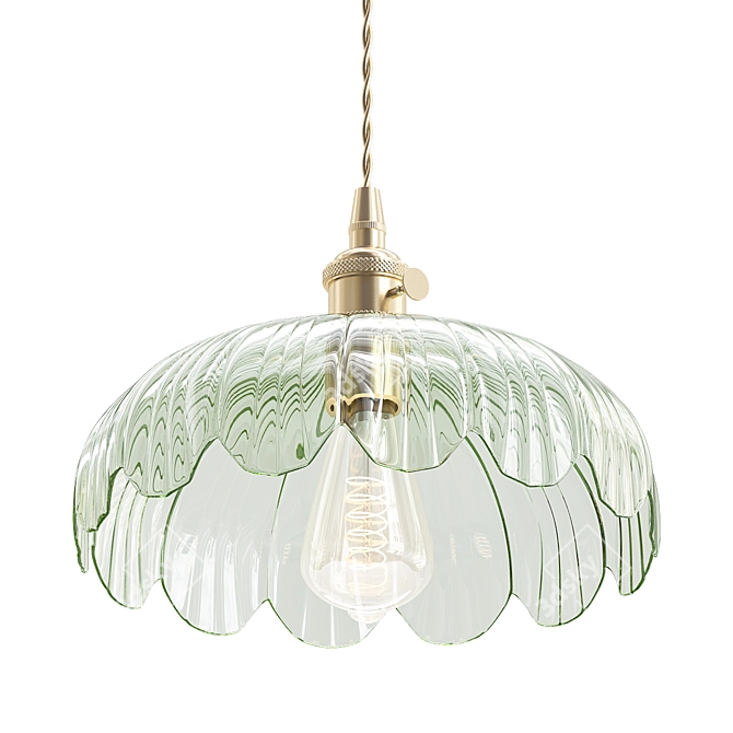 Vintage Green Glass Pendant Light 3D model image 1