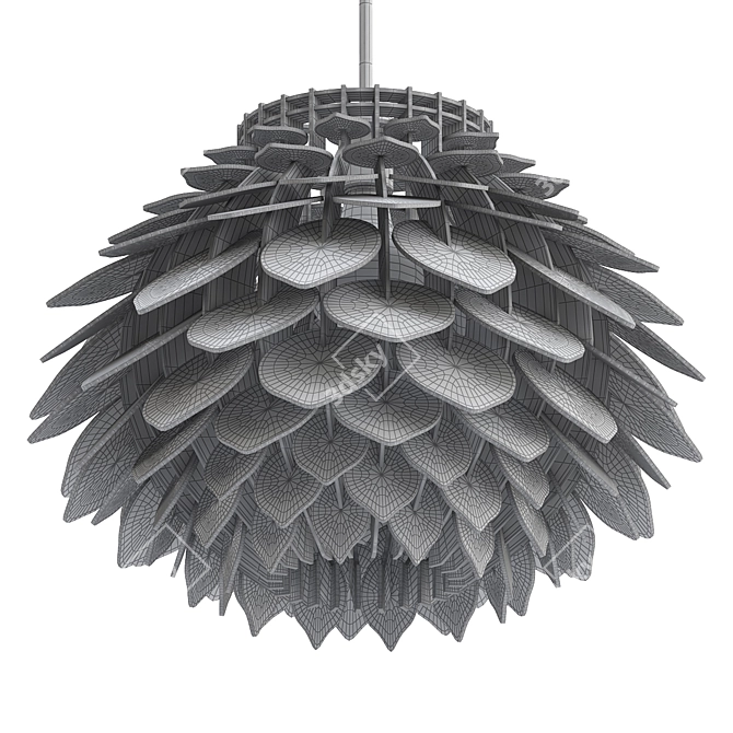 Handcrafted Wooden Pendant Light 3D model image 2