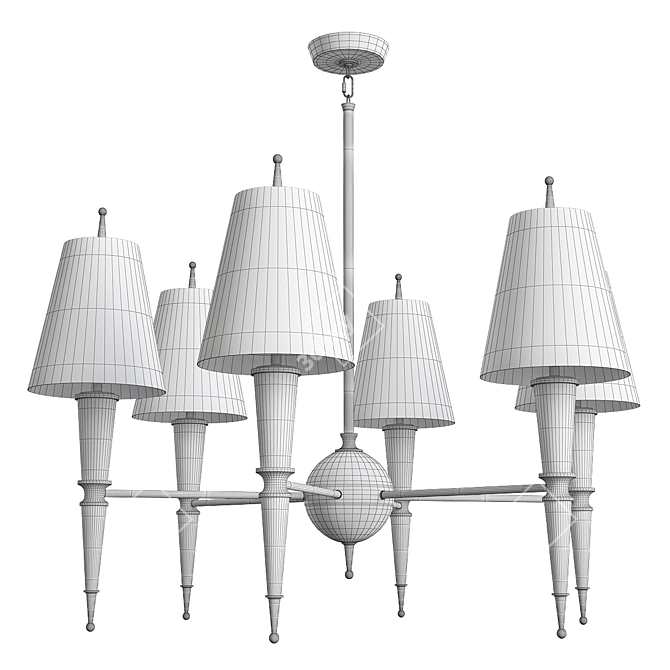 Elegant Versailles Chandelier with Hand-Painted Shade 3D model image 2
