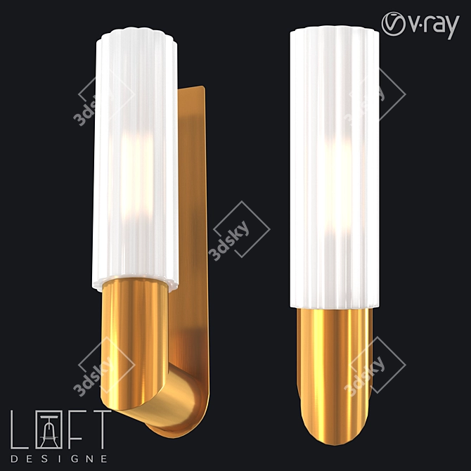 Elegant Metal and Glass Wall Lamp 3D model image 1