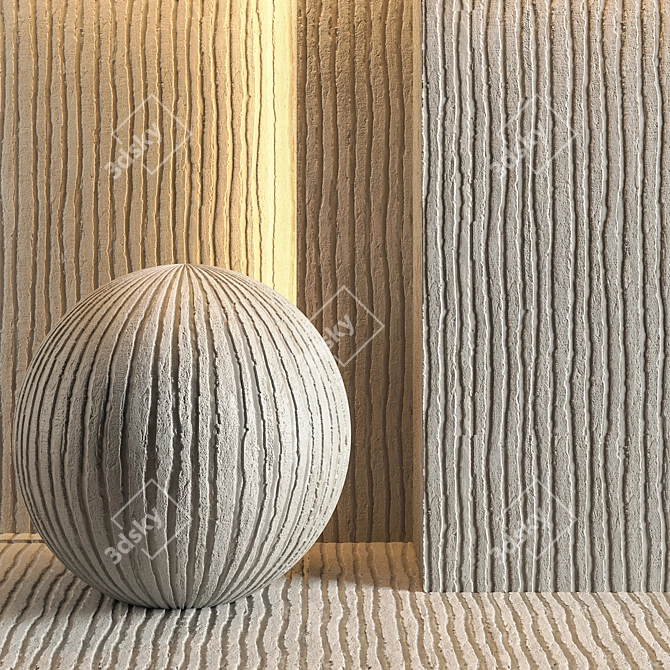 Seamless Ribbed Wall Plaster 3D model image 1