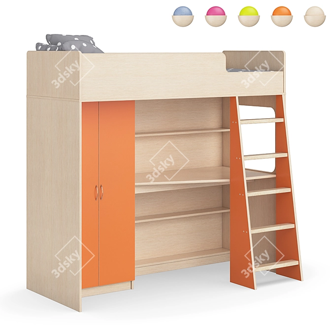 Legenda K37 Kids Modular Loft Bed 3D model image 6