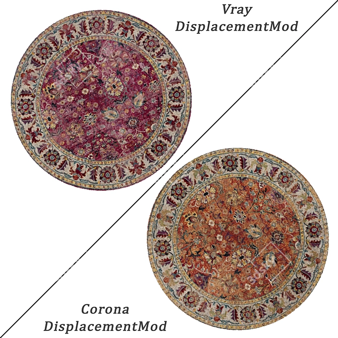 Stylish Round Carpets Set 3D model image 2