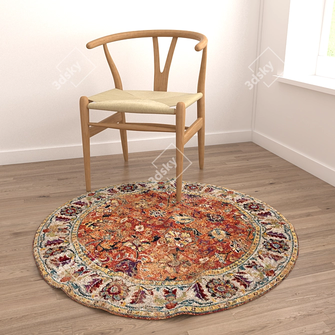 Stylish Round Carpets Set 3D model image 4