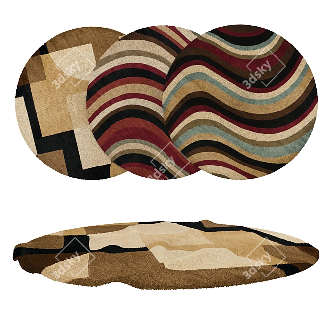 Round Carpets Set: Versatile and Realistic 3D model image 1