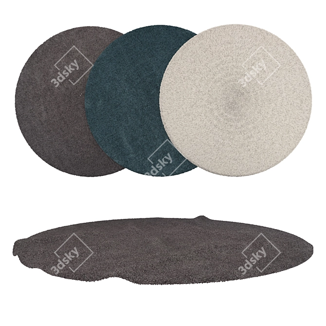Round Carpets Set - Variety and Realism 3D model image 1