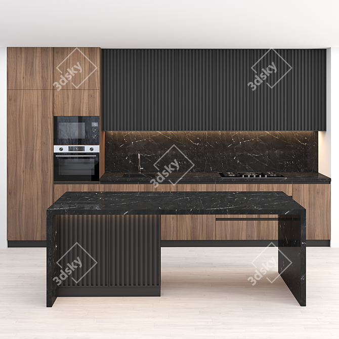 Sleek Island Kitchen: Modern, Versatile, High-Quality 3D model image 1