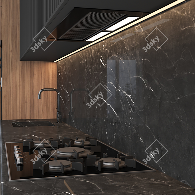 Sleek Island Kitchen: Modern, Versatile, High-Quality 3D model image 2