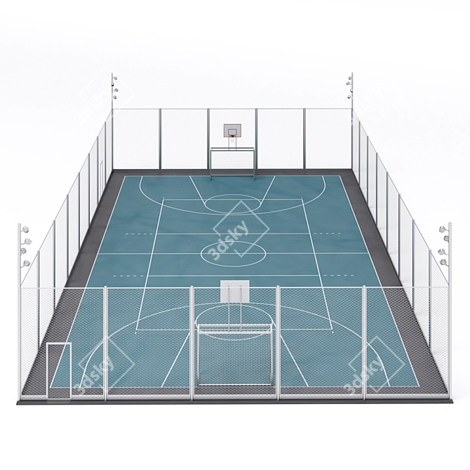 Versatile Fenced Sport Zone 3D model image 1