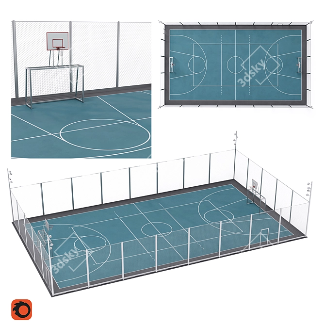 Versatile Fenced Sport Zone 3D model image 6