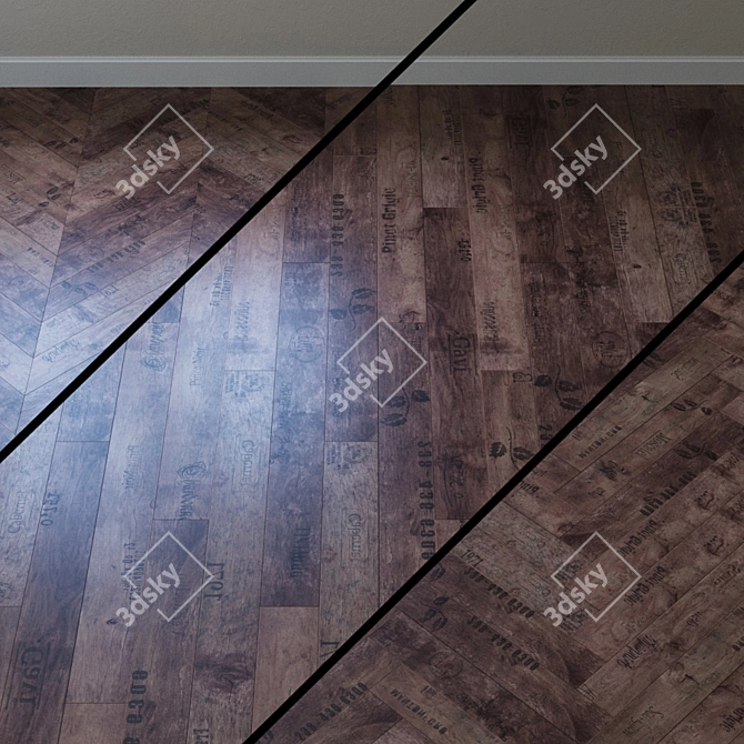 Rustic Vintage Parquet Flooring 3D model image 1