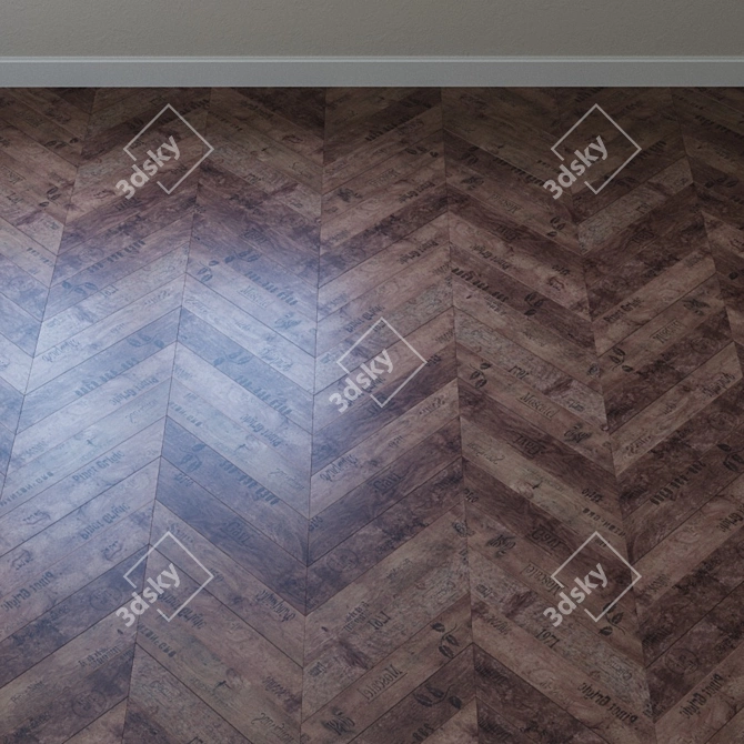 Rustic Vintage Parquet Flooring 3D model image 3