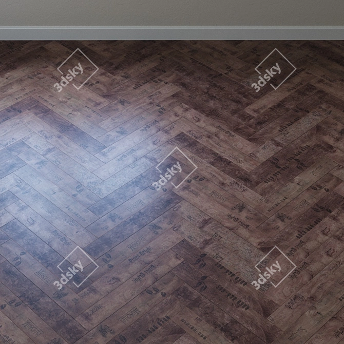 Rustic Vintage Parquet Flooring 3D model image 4