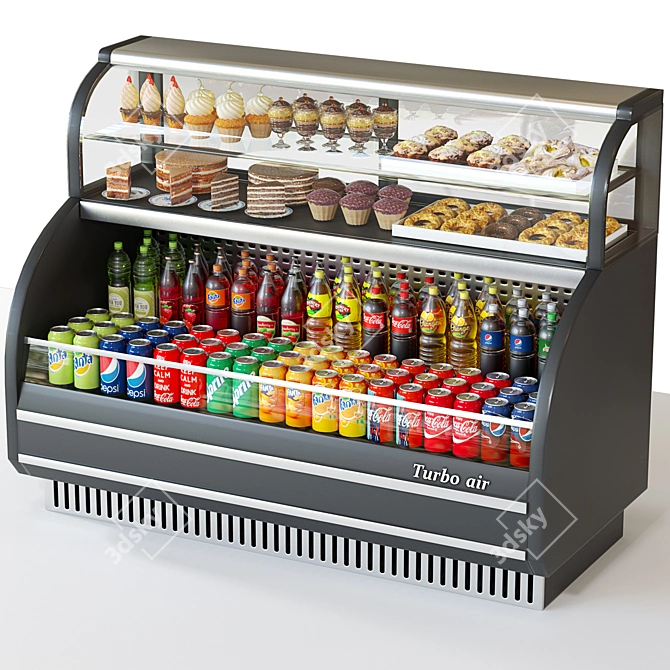 3D Refrigerator with Food Display 3D model image 1