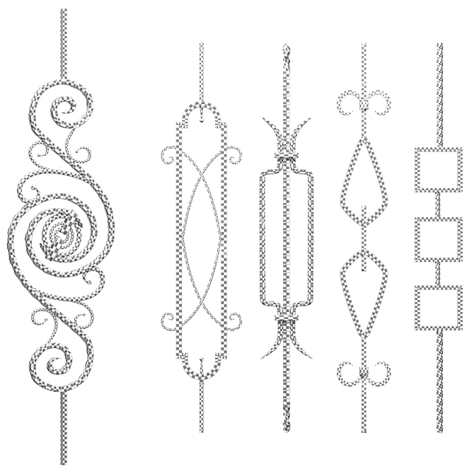 Elegant Wrought Iron Panel 3D model image 2