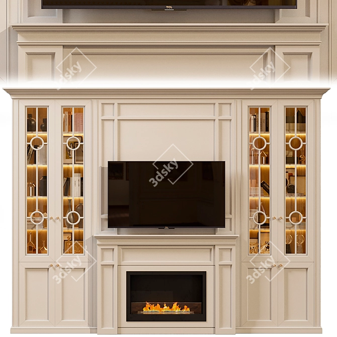 Elegant Neoclassical TV Wall 3D model image 1