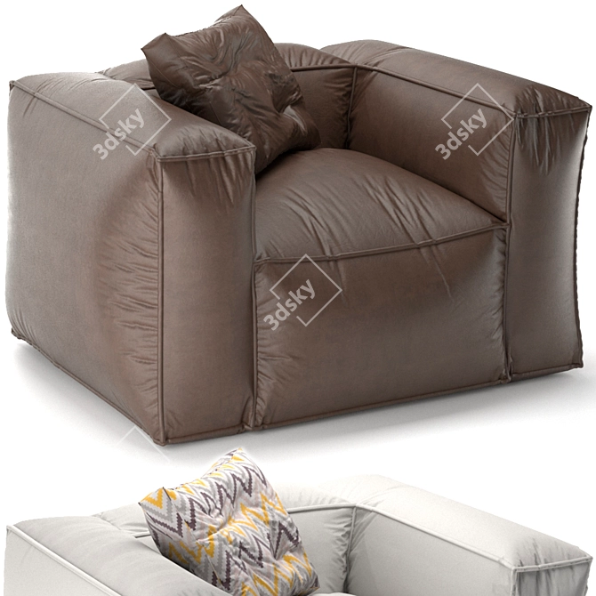 Stylish Tavola Pouf Set 3D model image 3