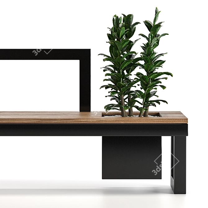 Urban Green Bench: Modern Furniture with Plants 3D model image 2