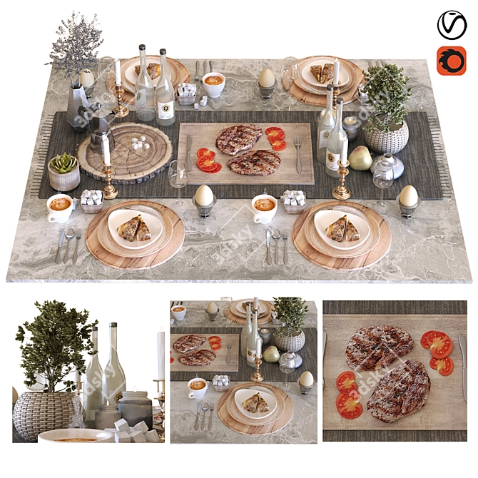 Modern Breakfast Table 005: Stylish, Functional Design 3D model image 1