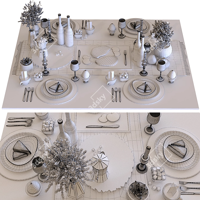 Modern Breakfast Table 005: Stylish, Functional Design 3D model image 5