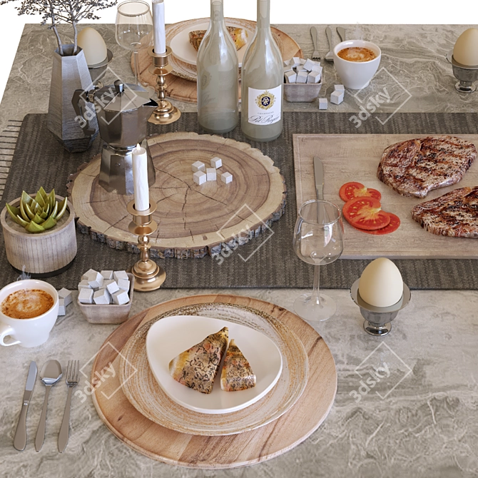 Modern Breakfast Table 005: Stylish, Functional Design 3D model image 8