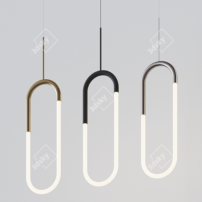 Huron Hanging Light: Sleek Aluminum Design 3D model image 1