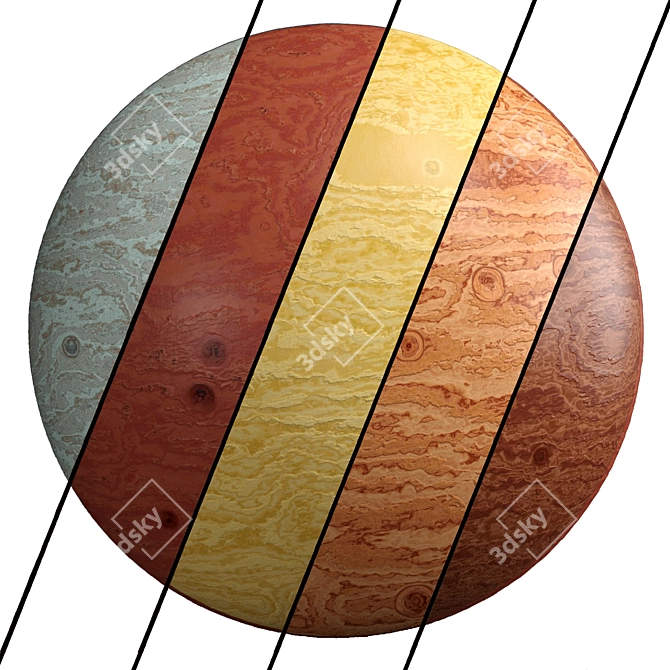 5 Color Wood Materials - PBR 4k 3D model image 1