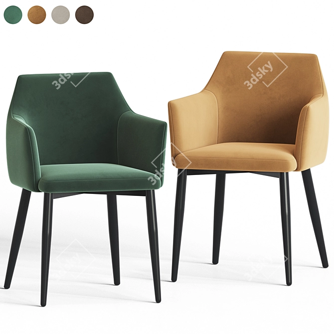 Arizona Velvet Dining Chair 3D model image 2