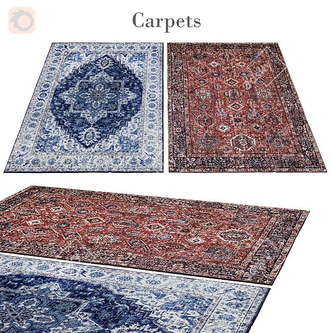 Vintage Floral Patterned Rug 3D model image 1