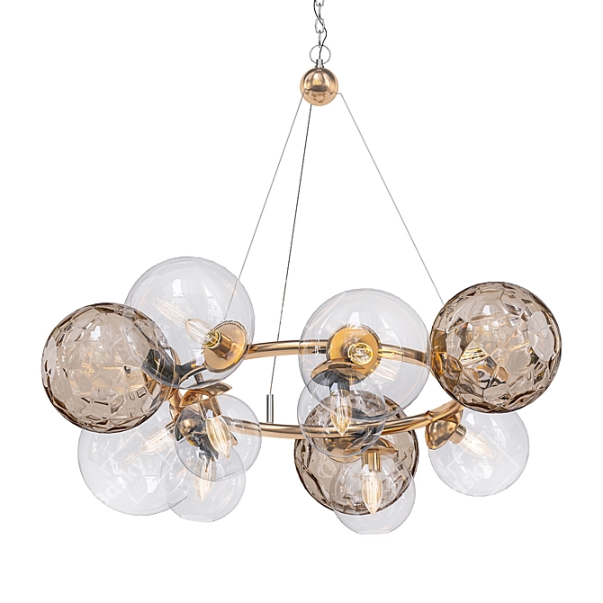 Elegant Silver Leaf Chandelier 3D model image 1