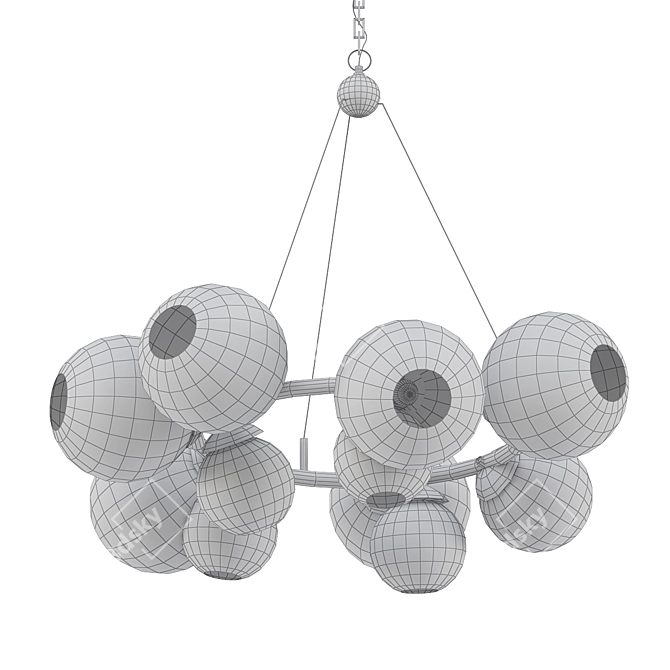 Elegant Silver Leaf Chandelier 3D model image 2