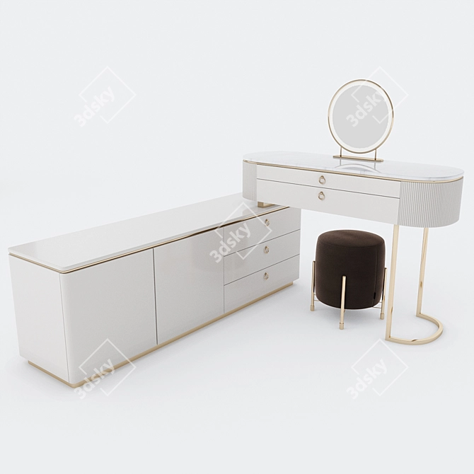 Transforming Dressing Table with Marble Top 3D model image 3