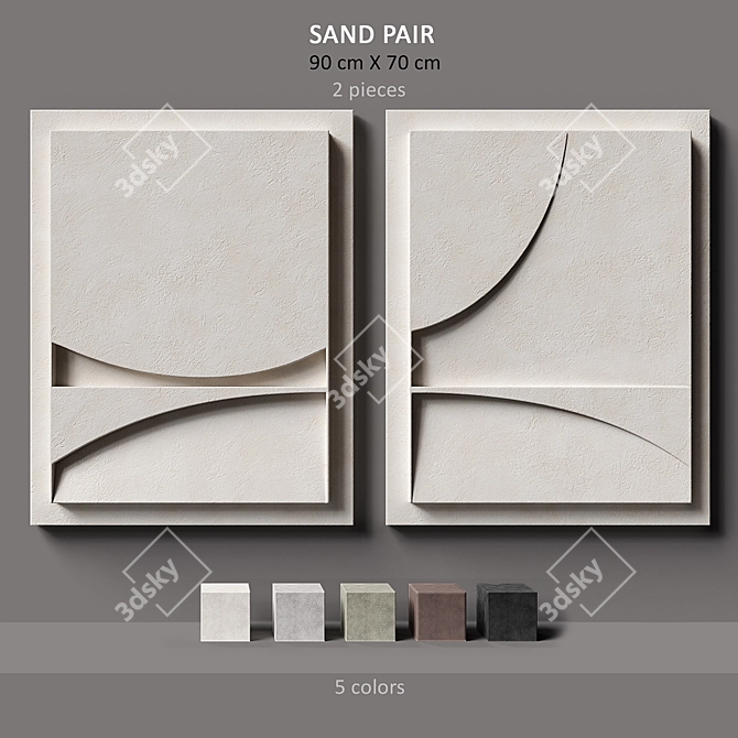 Relief Sand Pair: Abstract Depth Shadows 3D model image 1