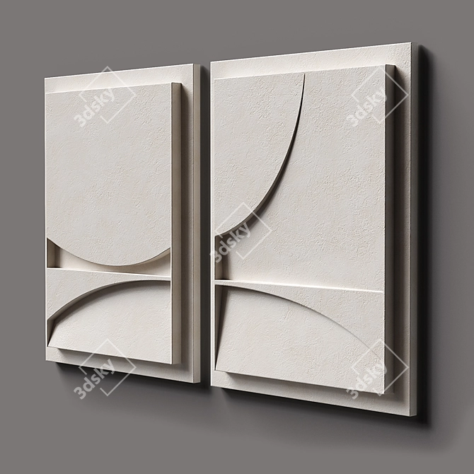 Relief Sand Pair: Abstract Depth Shadows 3D model image 2