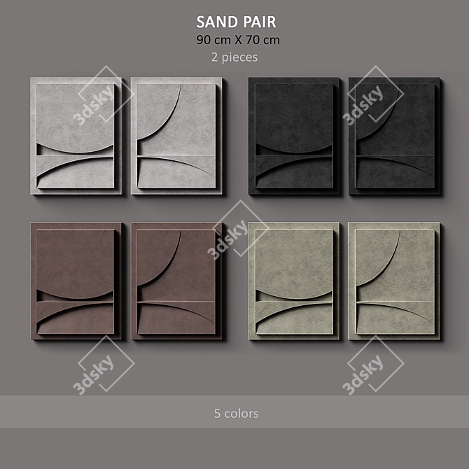 Relief Sand Pair: Abstract Depth Shadows 3D model image 3