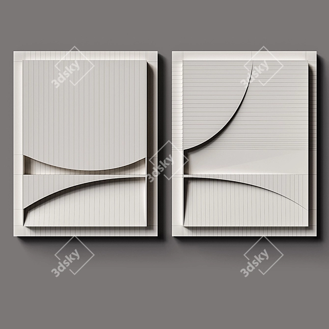 Relief Sand Pair: Abstract Depth Shadows 3D model image 4