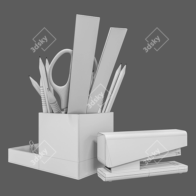 Desk Organizer Set: Compact & Stylish 3D model image 3