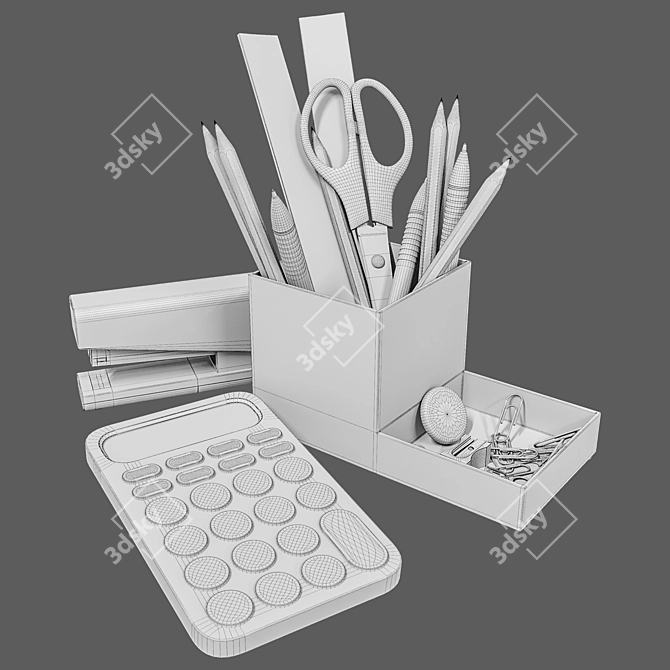 Desk Organizer Set: Compact & Stylish 3D model image 4