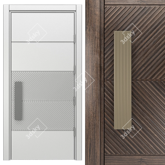 Lecate Sliced Walnut Door 3D model image 2